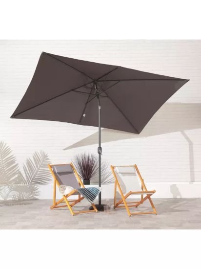 Freestanding Wind-Up Tilt Rectangular Parasol, 2 x 3m, Dark Grey