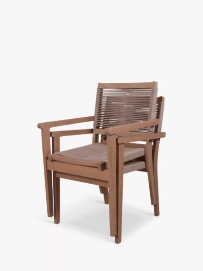 Rope Stacking Garden Chair, Set of 2, (Acacia Wood), Natural
