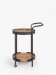 Round Garden Bar Trolley, (Acacia Wood), Black/Natural
